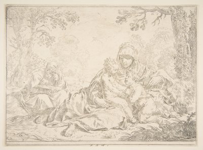 Święta Rodzina ze św. Janem Chrzcicielem, ca. 1637-1640. autorstwa Simone Cantarini
