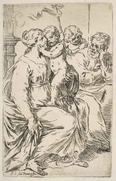 Święta Rodzina ze św. Janem Chrzcicielem, ca. 1640-1642. autorstwa Simone Cantarini