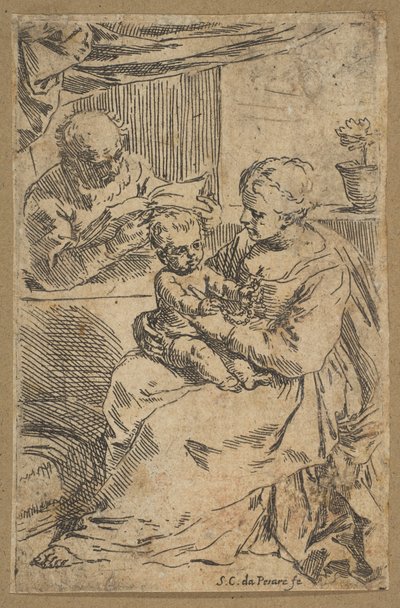 Święta Rodzina z różańcem ok. godz. 1640-1642. autorstwa Simone Cantarini