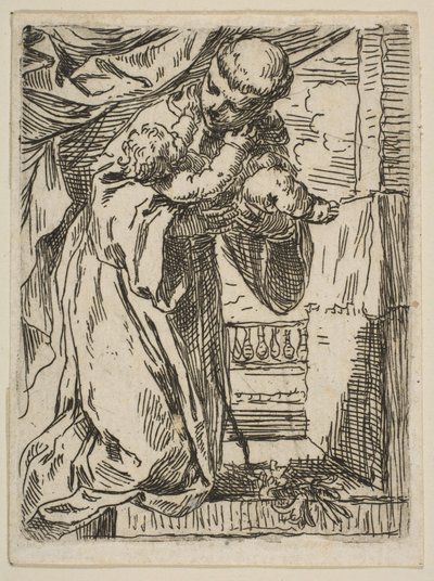 Św. Antoni Padewski trzymający Dzieciątko Jezus, ok. 1635-1636. autorstwa Simone Cantarini