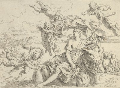 Gwałt Europy, ok.1636. autorstwa Simone Cantarini