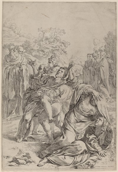 Św. Benedykt uzdrawiający opętanych autorstwa Simone Cantarini after Lodovico Carracci