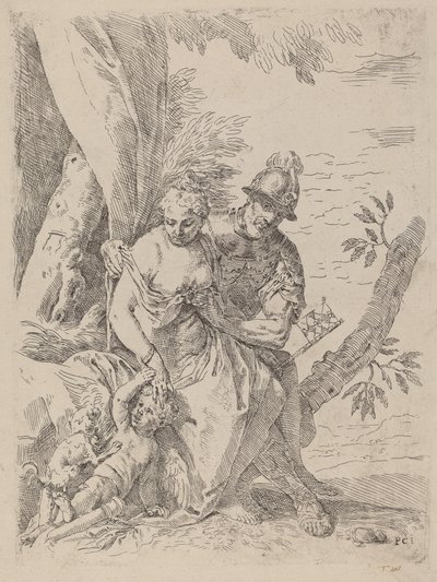 Mars, Wenus i Kupidyn autorstwa Simone Cantarini after Veronese