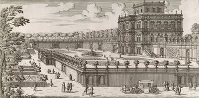 Widok na fasadę Palazzo Pamphili i jego ogród Secondo Prospetto Pe..., po autorstwa Simone Felice