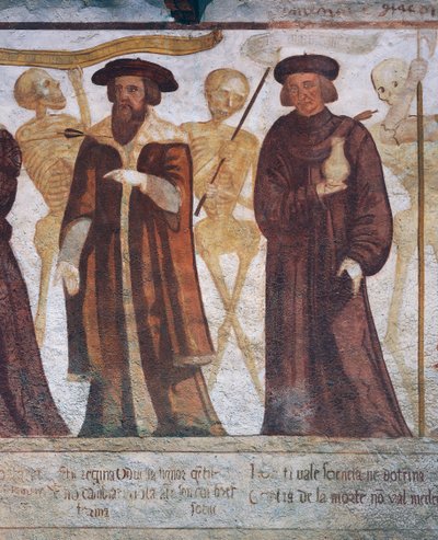 Śmierć z księciem i doktorem, fragment z Tańca śmierci autorstwa Simone II Baschenis