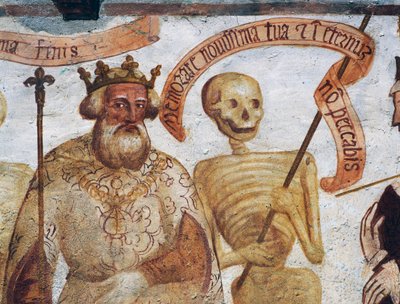 Śmierć z królem, fragment z Tańca śmierci autorstwa Simone II Baschenis