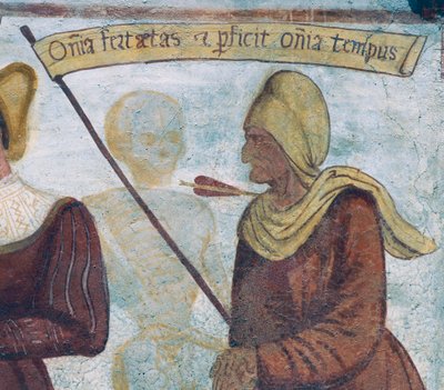 Śmierć ze starą kobietą, fragment z Tańca śmierci autorstwa Simone II Baschenis