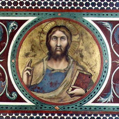 Maesta: Błogosławieństwo Chrystusa, fragment z kadru autorstwa Simone Martini