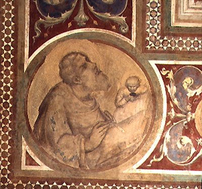 Maesta: Św. Mateusz i Anioł, fragment z kadru autorstwa Simone Martini