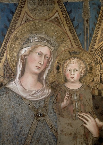 Maesta, fragment Madonny z Dzieciątkiem, 1315 fragment fresku z 51591 i 79367 autorstwa Simone Martini