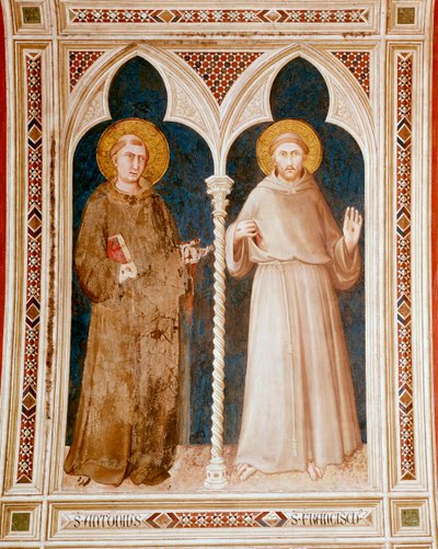 Św. Antoni Padewski i św. Franciszek z Asyżu Fresk Simone Martini (ok. 1284-1344) wym. 215x185 cm Asyż, bazylika San Francesco, Kościół Dolny Włochy autorstwa Simone Martini
