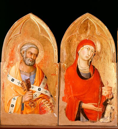 Św. Piotra i Św. Marii Magdaleny. Poliptyk Orvieto (tempera i złoto na panelu) autorstwa Simone Martini
