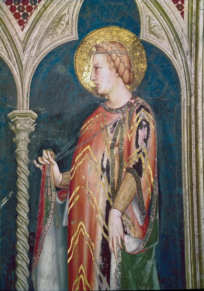 Św Elżbieta Węgierska (detal, fresk) autorstwa Simone Martini