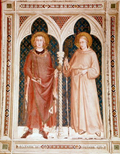 Św. Ludwik IX i Św. Ludwik Anjou (Toulouse) (fresk) autorstwa Simone Martini