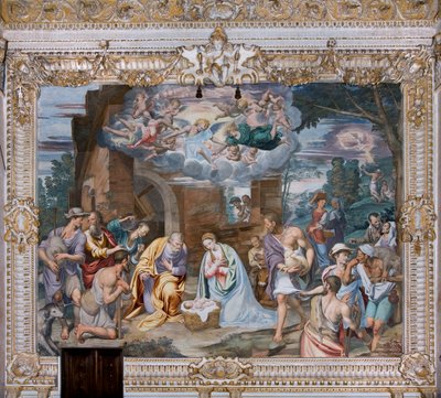 Adoracja pasterzy autorstwa Simone Veneziano Peterzano