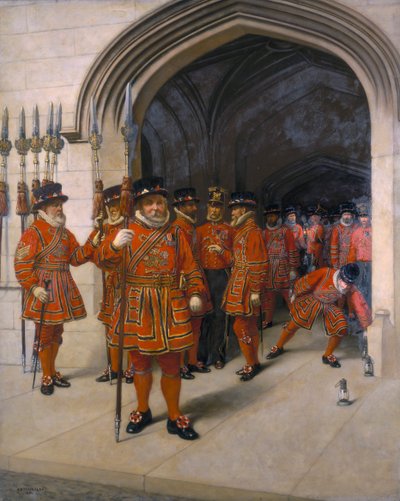 „Jeomen gwardii przeszukujący kryptę gmachów parlamentu”, 1894 r autorstwa Sir Arthur Temple Felix Clay