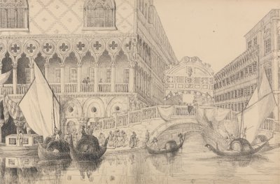 Album 30 widoków w Tyrolu i we Włoszech: Most Westchnień i część Pałacu Dożów 10 listopada 1840 autorstwa Sir Charles D