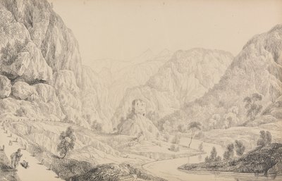 Album 30 widoków w Tyrolu i we Włoszech: widok na Eisak w pobliżu Mittenwaldu, 27 października 1840 r autorstwa Sir Charles D