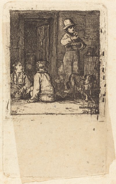 Wnętrze z trzema chłopcami i psem autorstwa Sir David Wilkie