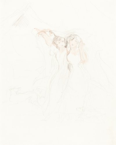 Dwie dziewczyny pod płaszczem autorstwa Sir David Wilkie