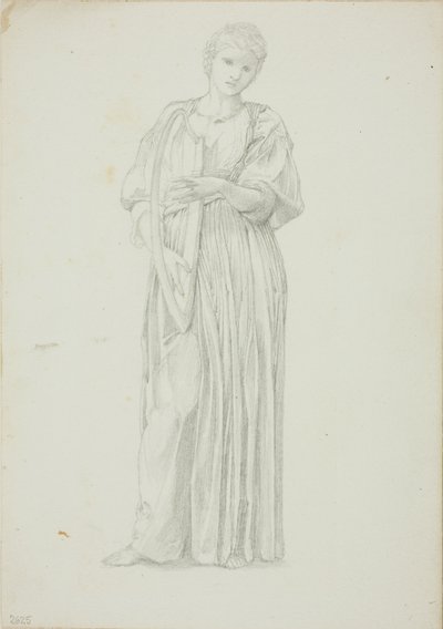 Drapowana postać kobiety grającej na harfie autorstwa Sir Edward Burne Jones