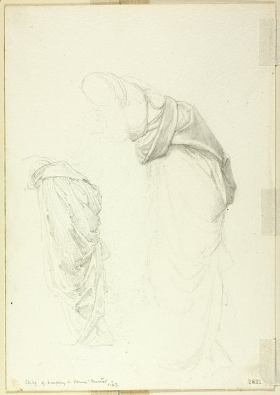 Draperie, dwa studia do Zwierciadła Wenus autorstwa Sir Edward Burne Jones
