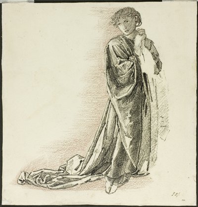 Klęcząca drapowana postać autorstwa Sir Edward Burne Jones