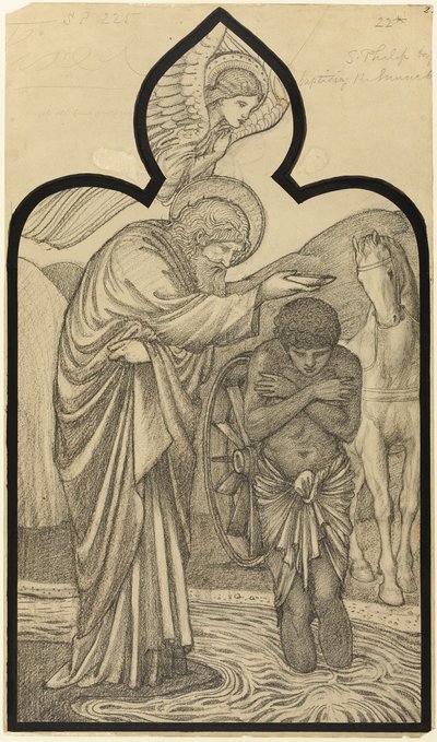 Św. Filip chrzczący eunucha autorstwa Sir Edward Burne Jones