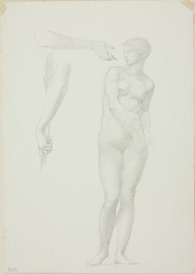 Stojący akt kobiecy i szkice ramion autorstwa Sir Edward Burne Jones