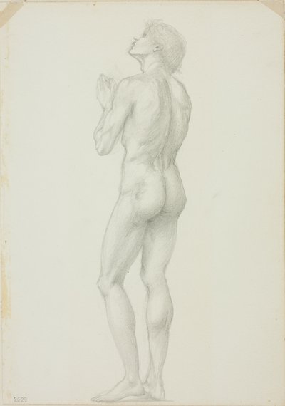 Stojący akt męski z rękami złożonymi do modlitwy autorstwa Sir Edward Burne Jones