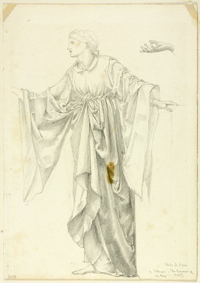Studium do figury "Bezczynność - polowanie na różę autorstwa Sir Edward Burne Jones