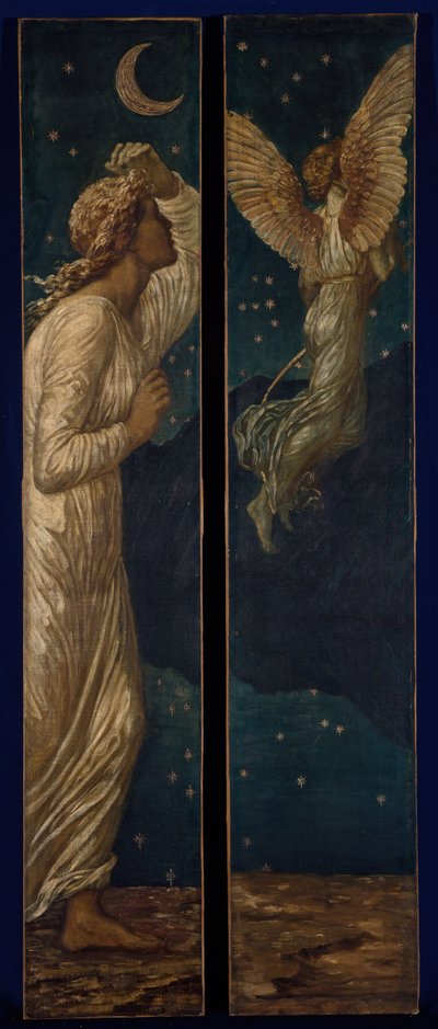 Kupidyn i Psyche - Pałacowe Zielone Malowidła - Kupidyn odlatujący z Psyche, 1881. autorstwa Sir Edward Coley Burne Jones