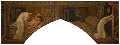 Kupidyn i Psyche - Pałacowe Zielone Murale - Psyche trzymające Lampę patrzy na Twarz..., 1881. autorstwa Sir Edward Coley Burne Jones