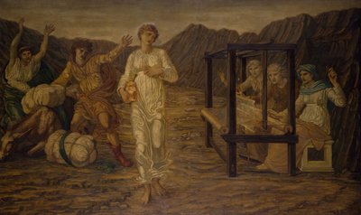 Kupidyn i Psyche - Pałacowe Zielone Murale - Psyche ustawione przez Wenus Zadanie, 1881. autorstwa Sir Edward Coley Burne Jones