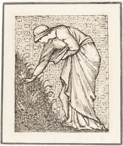 Pani zbierająca kwiaty autorstwa Sir Edward Coley Burne Jones