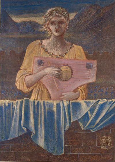 Studium kobiety z instrumentem muzycznym, 1895 autorstwa Sir Edward Coley Burne Jones