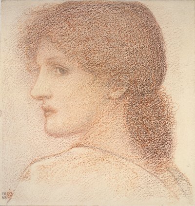 Studium głowy kobiety, zwrócone w lewo, 1886 autorstwa Sir Edward Coley Burne Jones