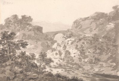 Most nad strumieniem, Północna Walia autorstwa Sir George Howland Beaumont seventh Baronet