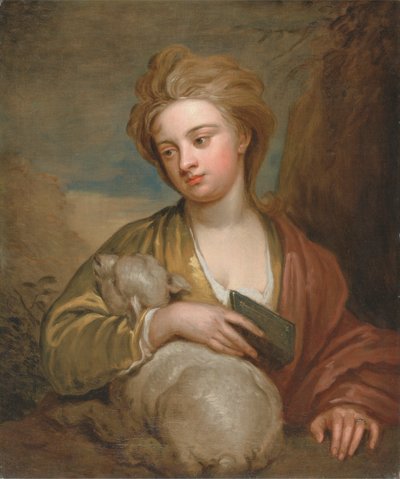 Portret kobiety jako św. Agnieszki, tradycyjnie identyfikowanej jako Catherine Voss autorstwa Sir Godfrey Kneller