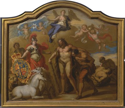 Alegoria potęgi Wielkiej Brytanii przez Land, projekt dekoracyjnego panelu dla ceremonialnego powozu Jerzego I autorstwa Sir James Thornhill