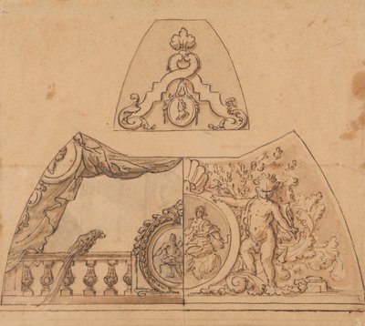 Projekt dekoracji sufitu (z papugą) autorstwa Sir James Thornhill