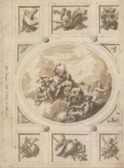 Projekt sufitu w Addiscombe: Bachus i Ariadna autorstwa Sir James Thornhill