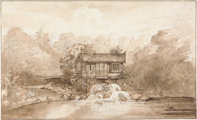 Projekt dla Hermitage, Virginia Water (pióro i brązowy tusz na graficie z praniem na papierze) autorstwa Sir Jeffry Wyatville