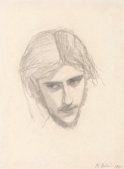 Studium na głowę Ferdynanda w „Ferdynand zwabiony przez Ariela” autorstwa Sir John Everett Millais