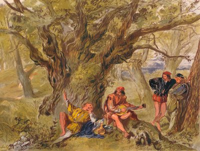 Jak wam się podoba: Akt II, scena V. Pod drzewem Greenwood, śpiewa Amiens, c1875 autorstwa Sir John Gilbert