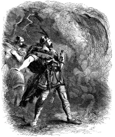 Makbet i Banko spotykają trzy czarownice, 1858 autorstwa Sir John Gilbert