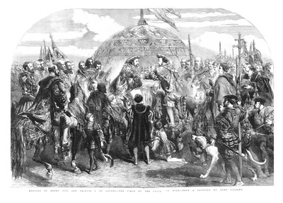 Spotkanie Henryka VIII i Franciszka I. w Ardres – Pole Zlotej Sukni, 1520, 1855 autorstwa Sir John Gilbert