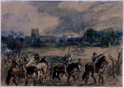 „Studium dla Małgorzaty Anjou wziętej do niewoli po bitwie pod Tewkesbury”, 1873 autorstwa Sir John Gilbert