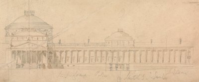 Szkic pół-fasady Pałacu Królewskiego, Hyde Park, Londyn autorstwa Sir John Soane