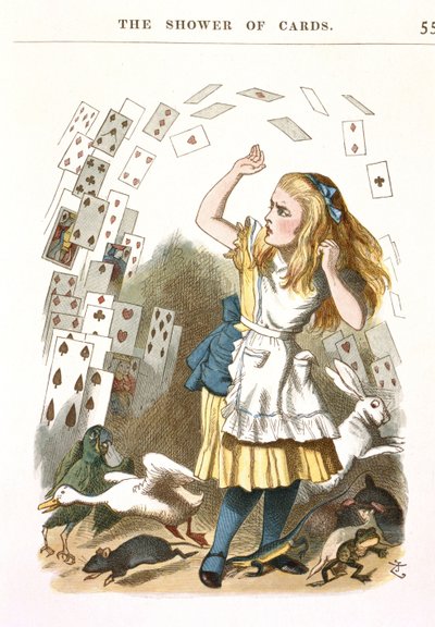 Prysznic kart. Ilustracja do Alicji w Krainie Czarów autorstwa L. Carrolla, 1890 autorstwa Sir John Tenniel